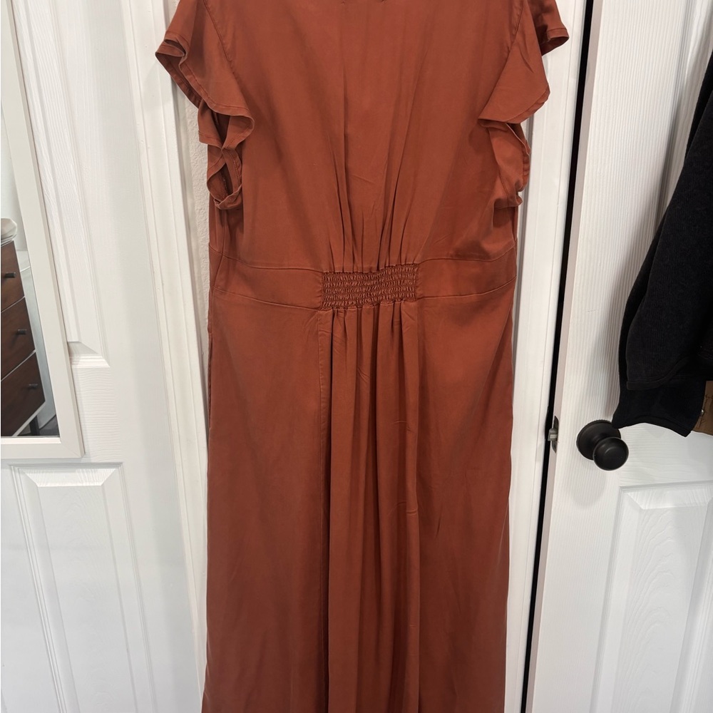 Quince Rust Button-Front Midi Dress - Picture 5 of 5